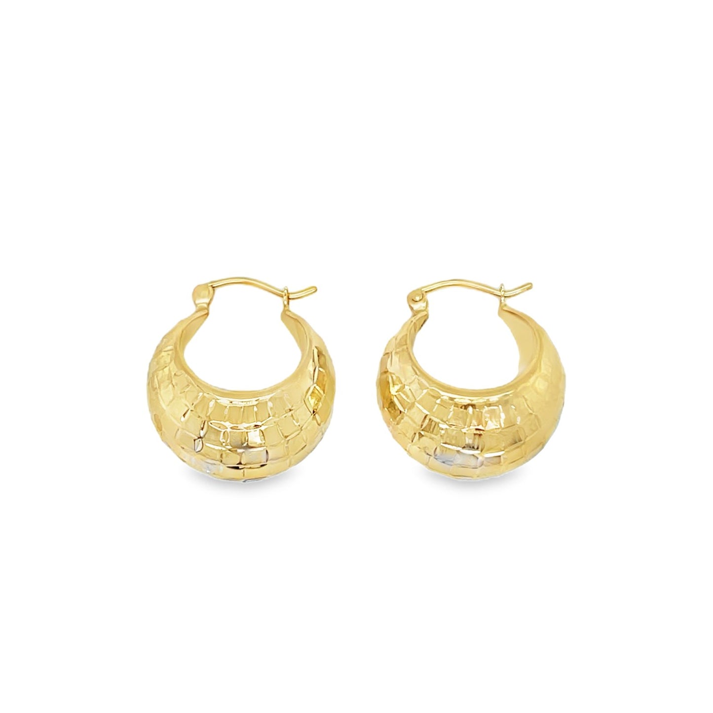 Jai's 14K Yellow Gold Thick Bowed Checkered Huggies