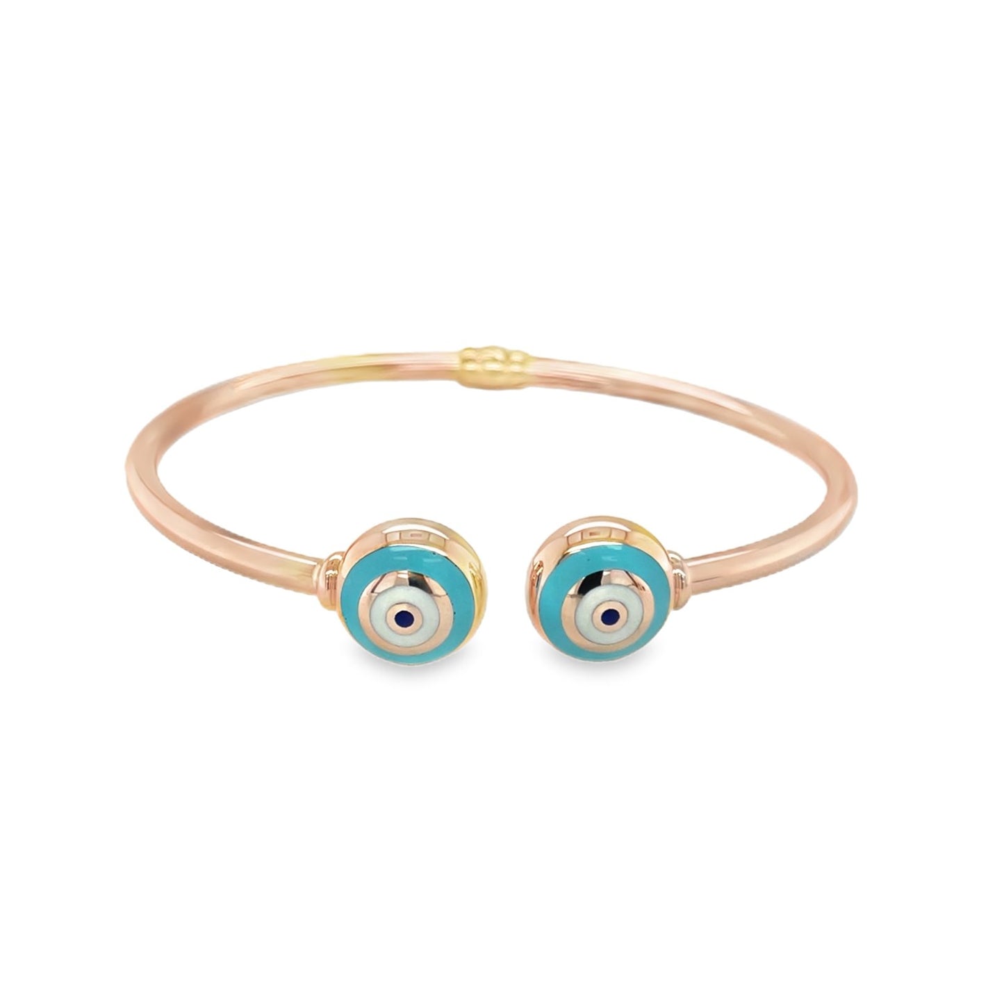 Jai's 14K Rose Gold Turquoise Evil Eye Bangle