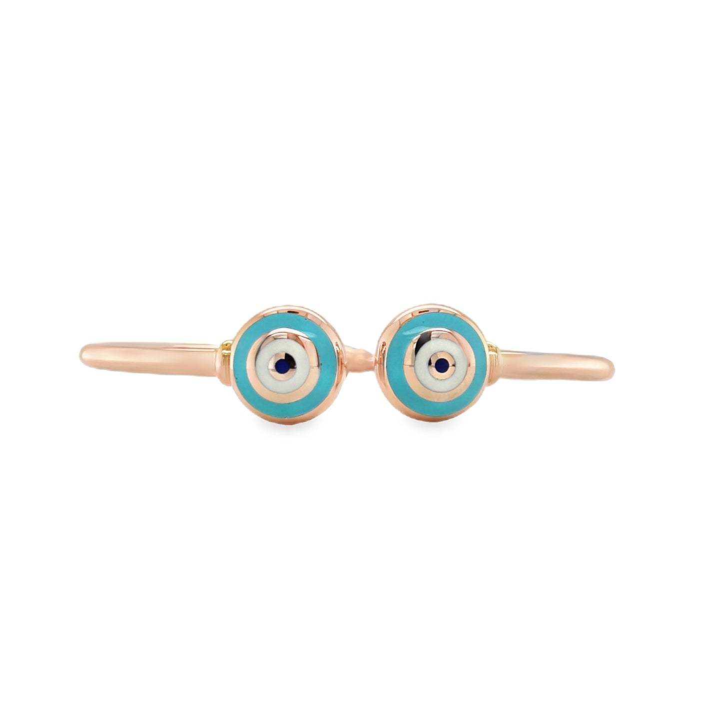 Jai's 14K Rose Gold Turquoise Evil Eye Bangle