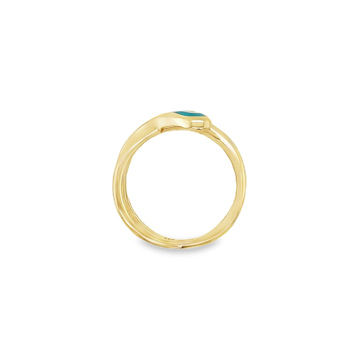 Jai's 14K Yellow Gold Turquoise Criss-cross Ring