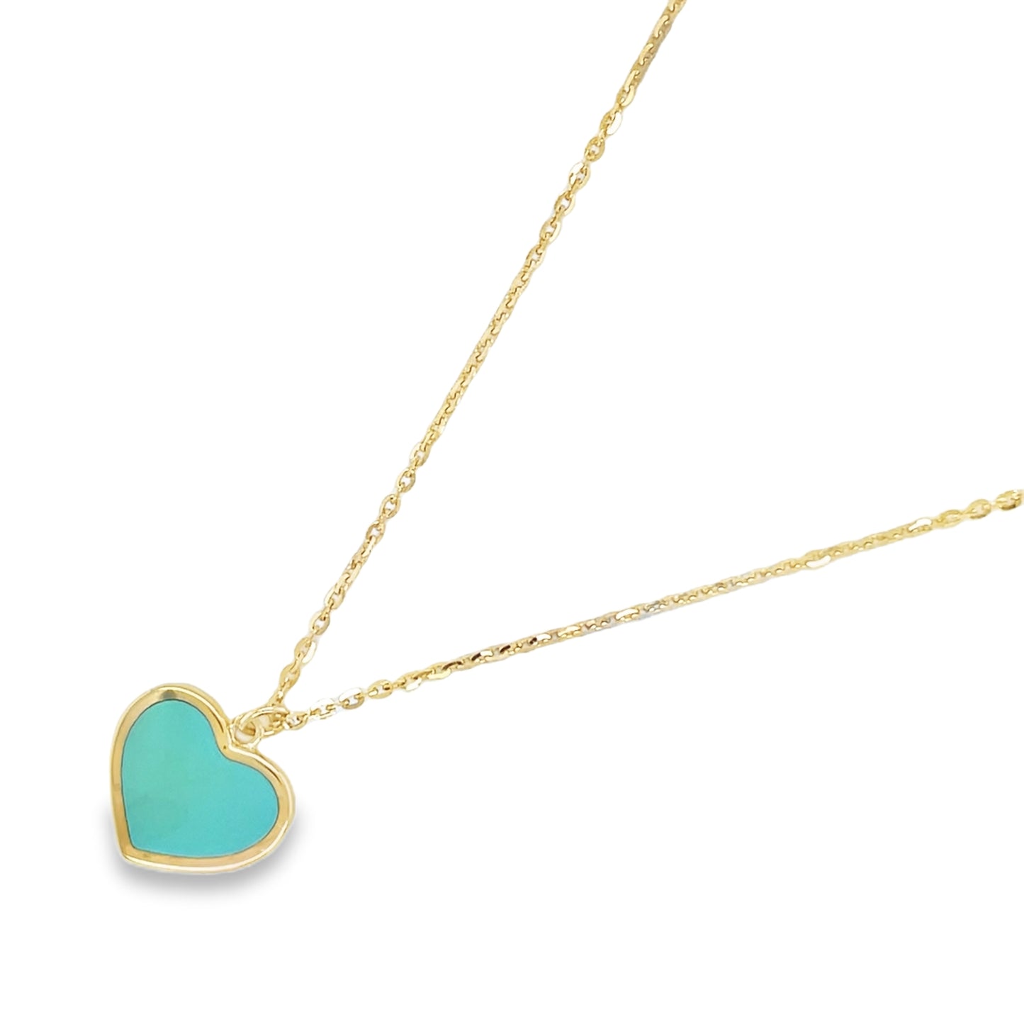 Jai's 14K Yellow Gold Turquoise Heart Necklace