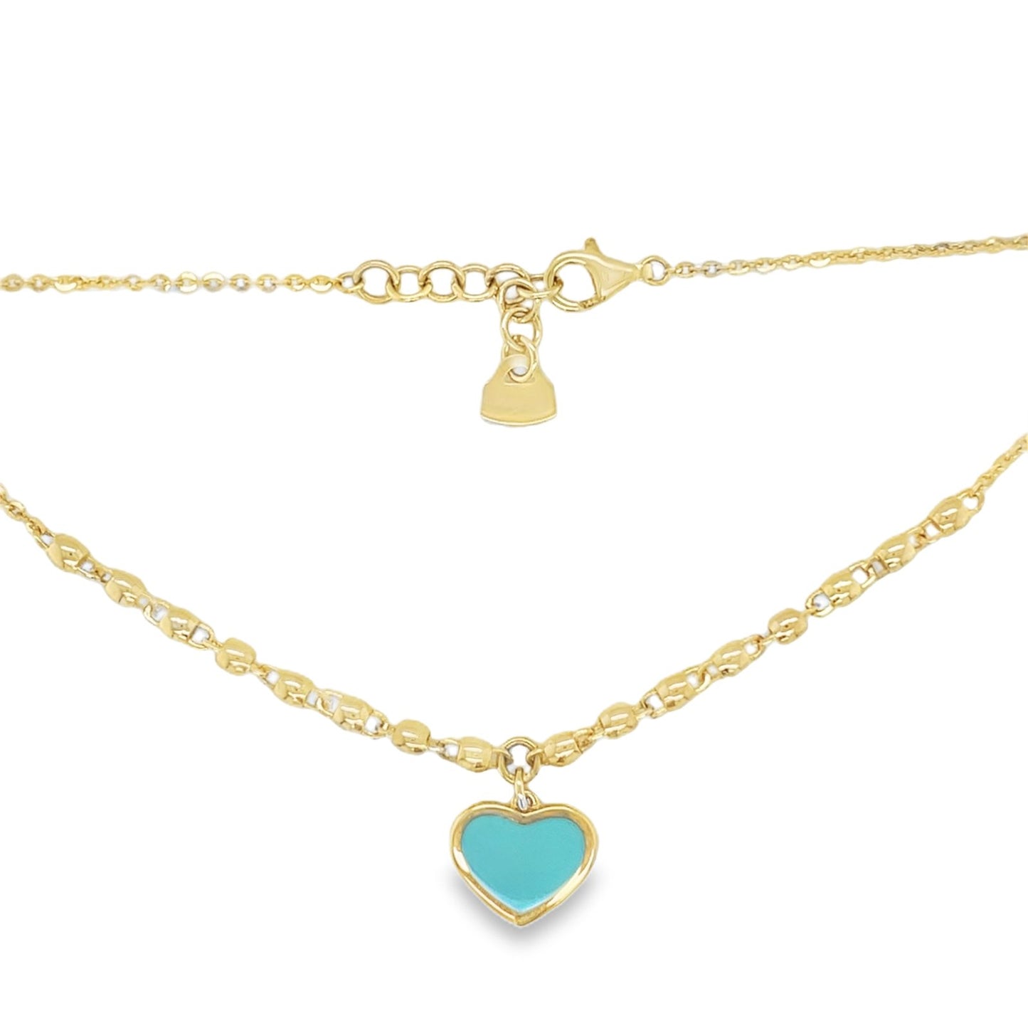 Jai's 14K Yellow Gold Turquoise Heart Necklace
