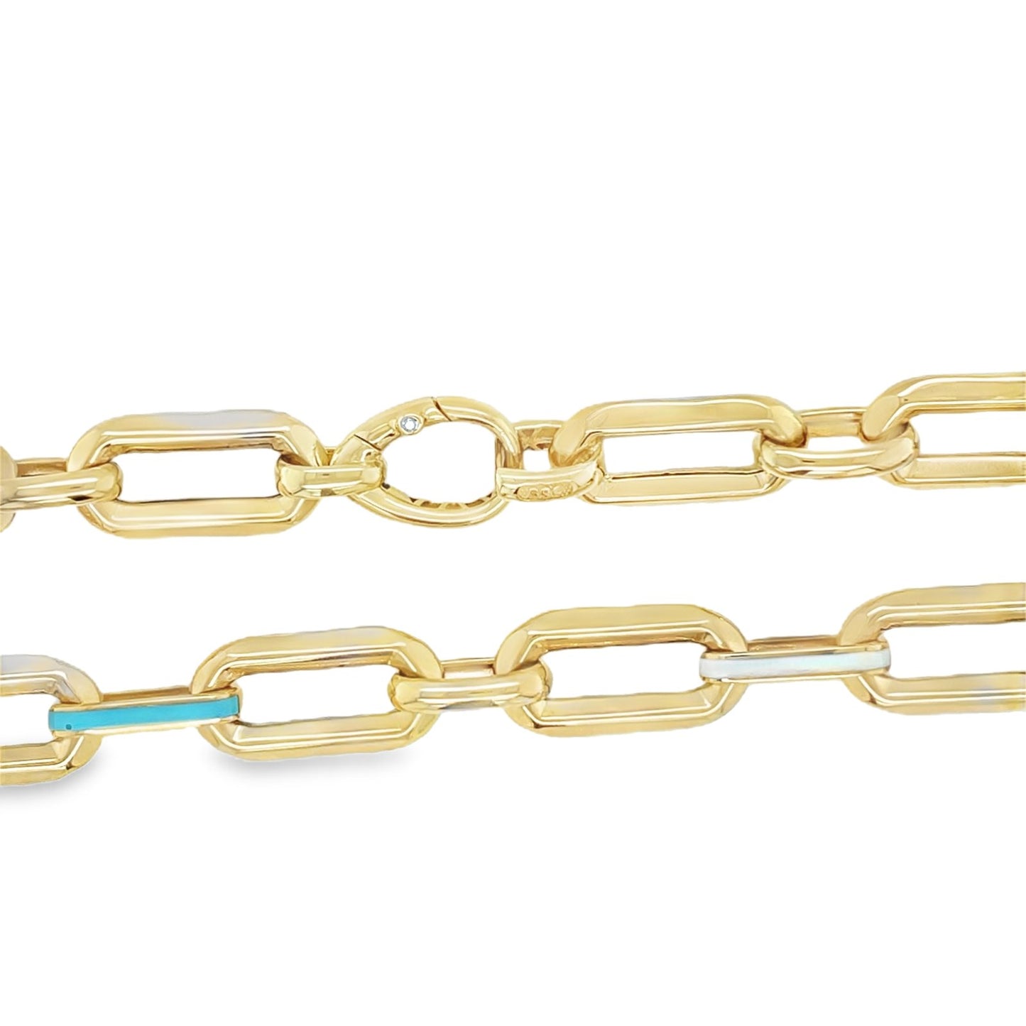 Jai's 14K Yellow Gold Turquoise Paperclip Chain