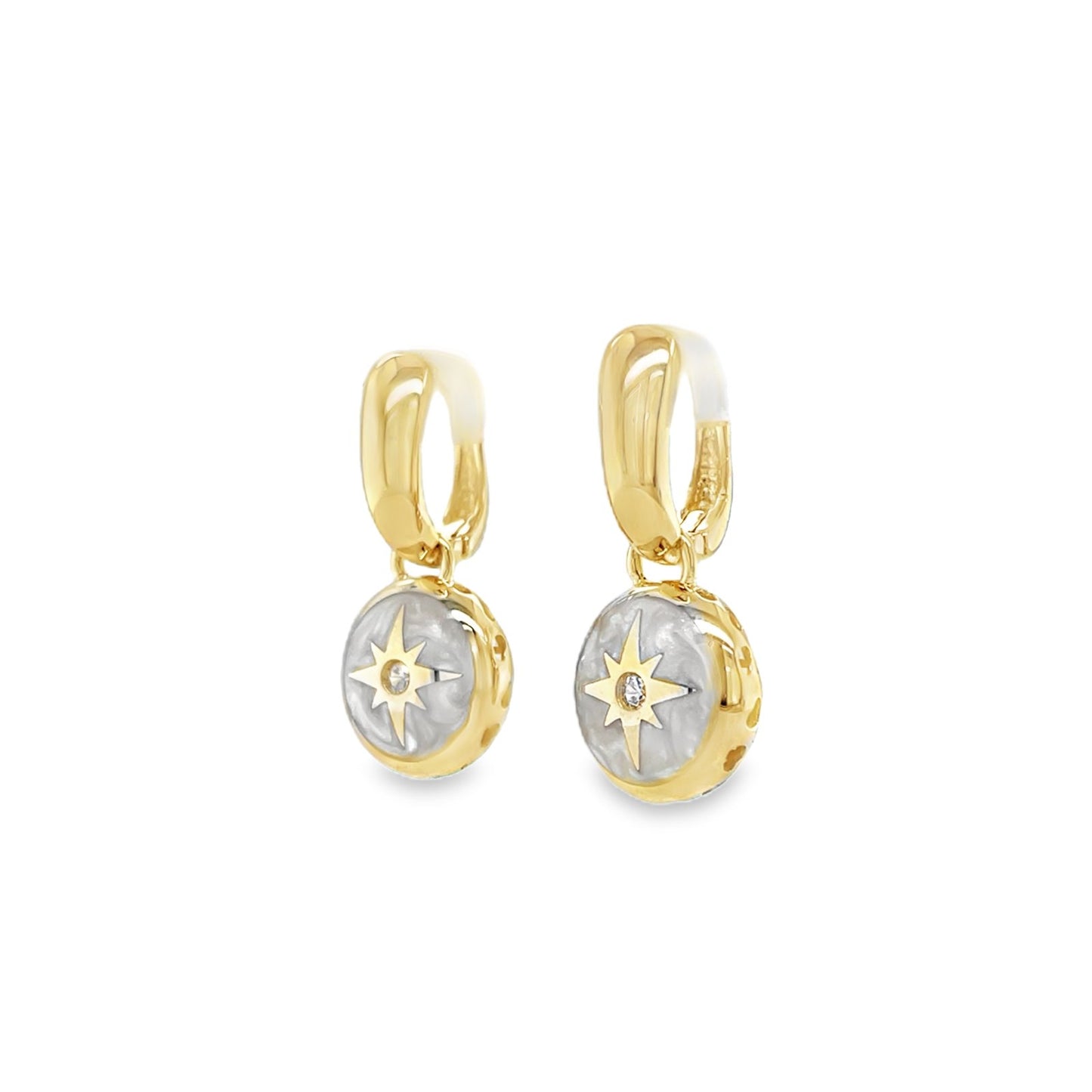 Jai's 14K Yellow Gold Mother-of-Pearl Northstar Drop Earrings