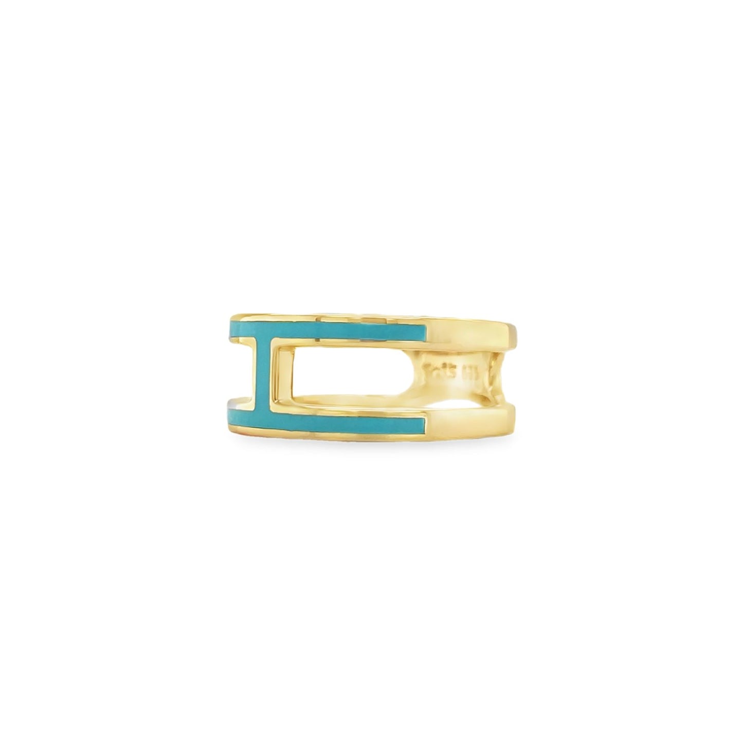 Jai's 14K Yellow Gold Two-row Turquoise Ring