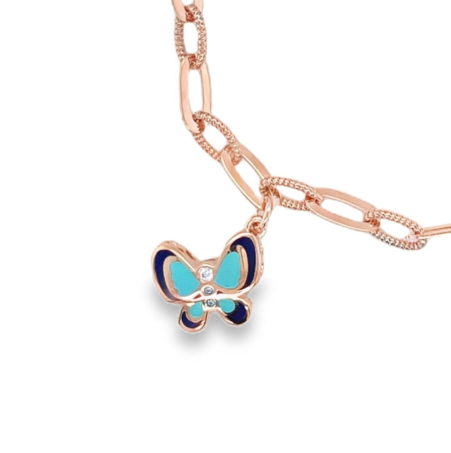 Jai's 14K Rose Gold Butterfly & Paperclip Chain Bracelet