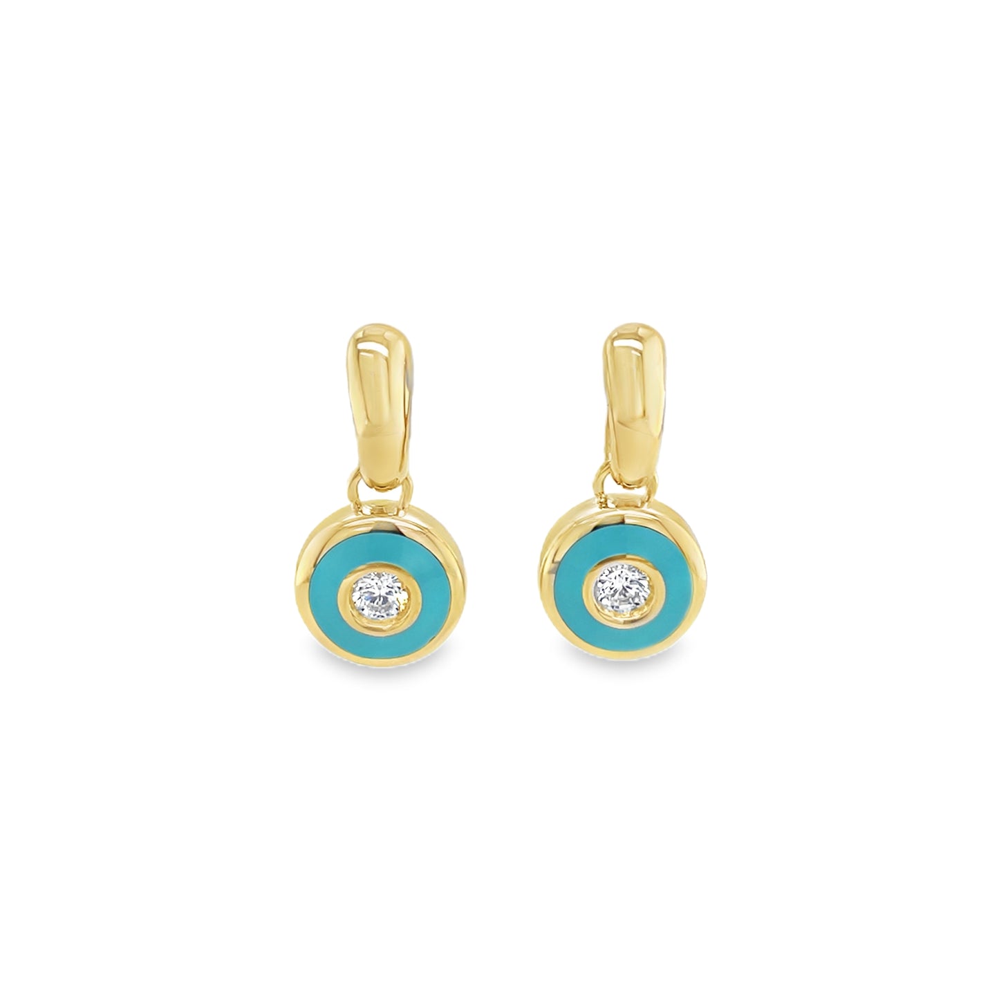 Jai's 14K Yellow Gold Sparkling Turquoise Drop Earrings