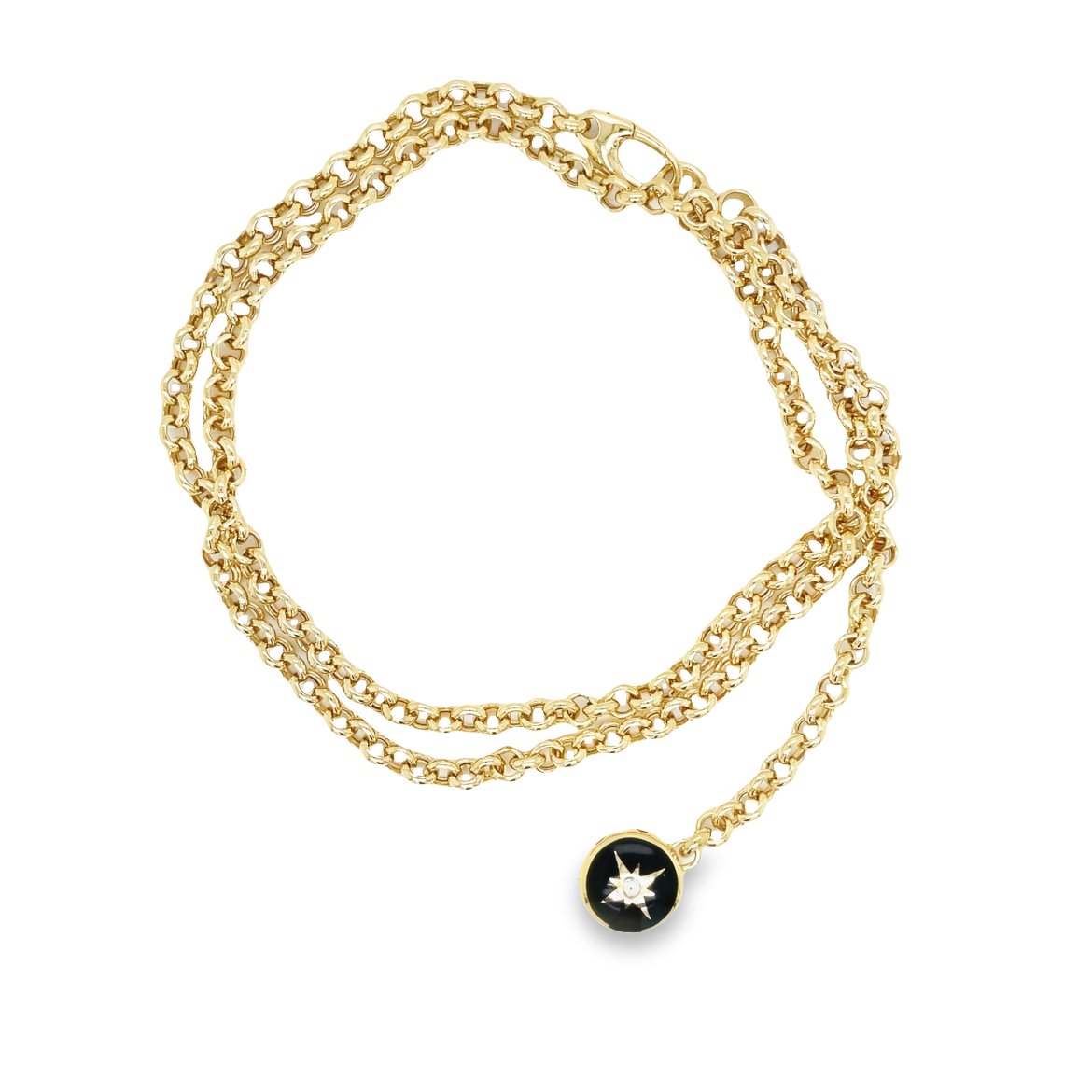 Jai's 14K Yellow Gold Black Compass Lariat Necklace - 18"