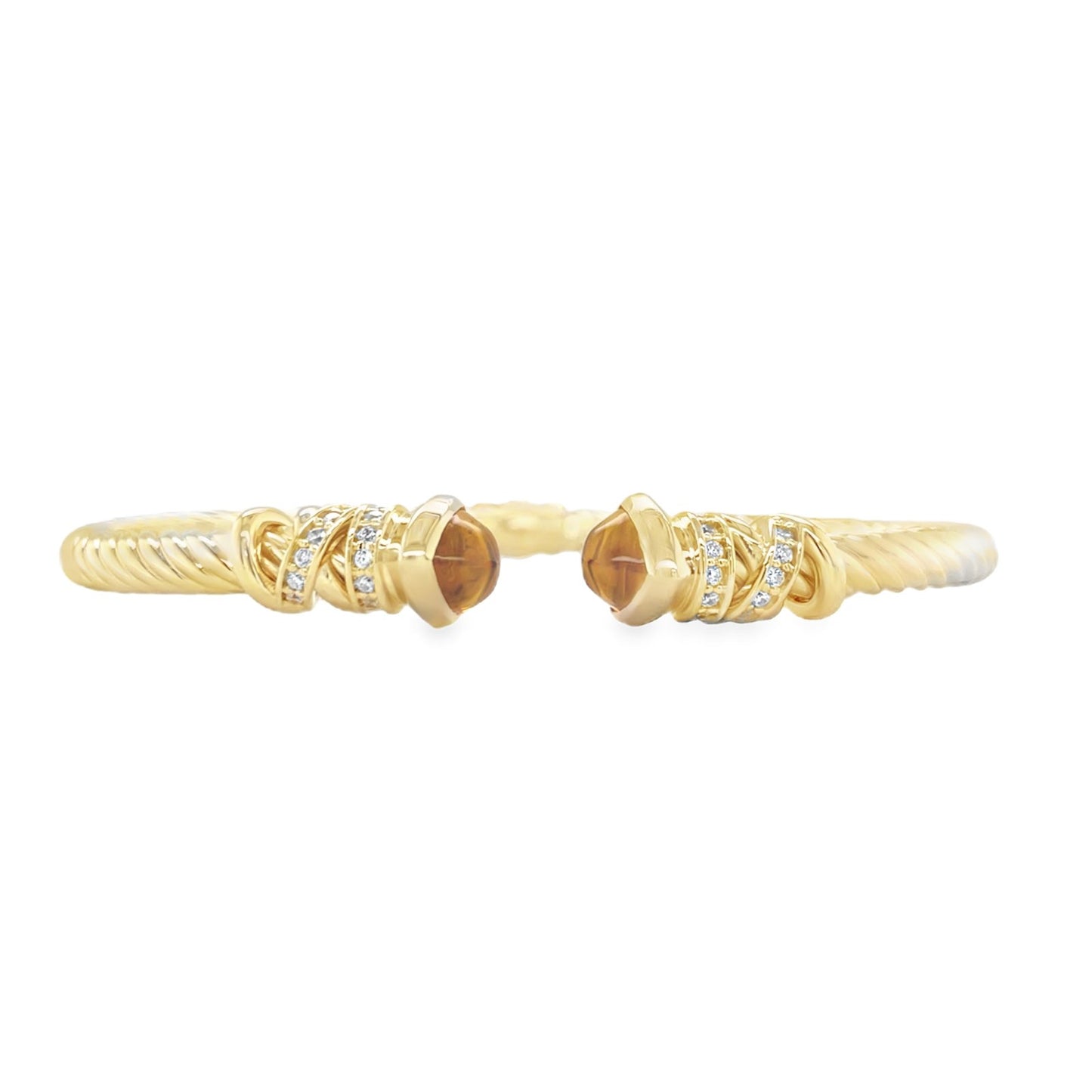 Jai's 14K Yellow Gold Twisted Orange Gemstone Bangle