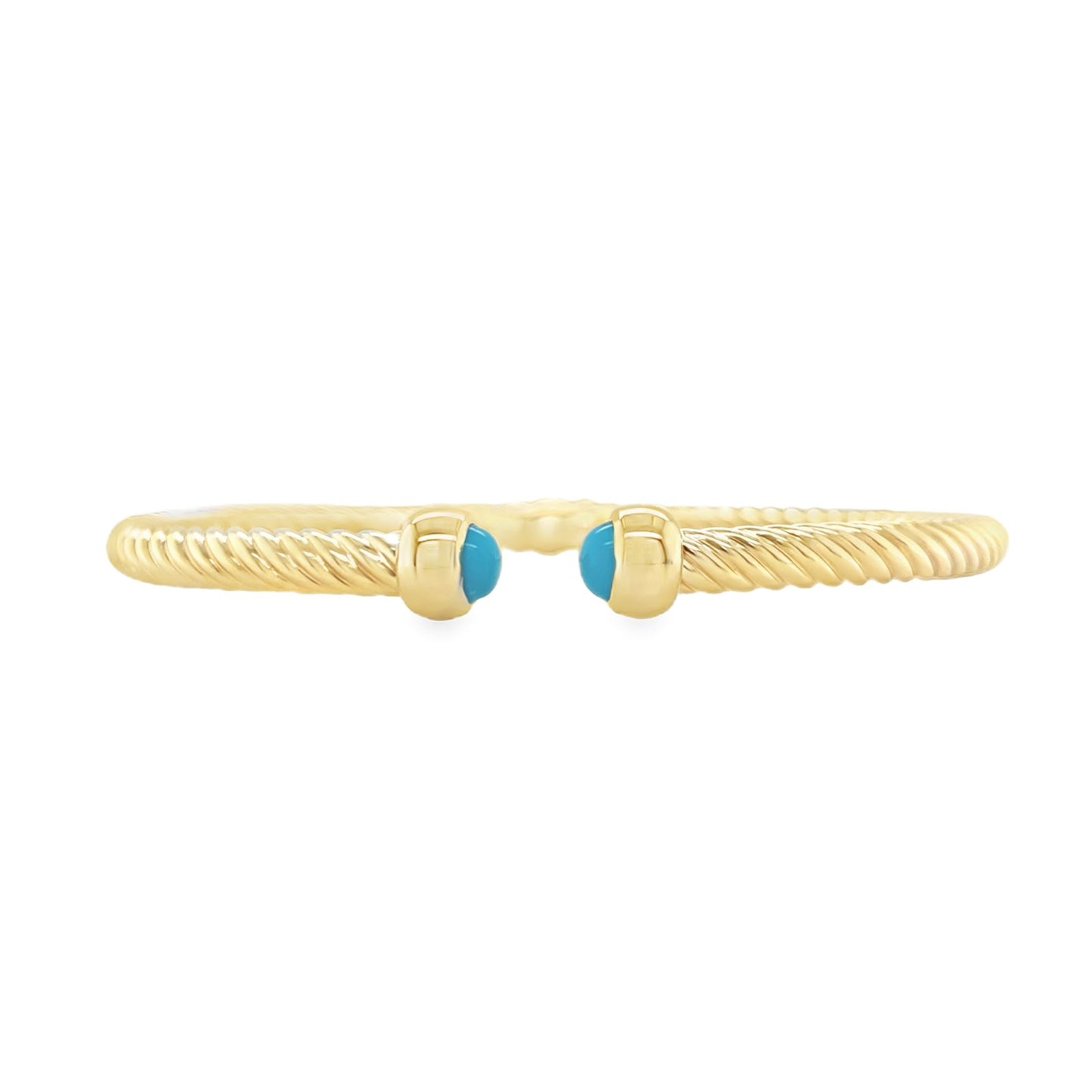 Jai's 14K Yellow Gold Turquoise Twisted Bangle