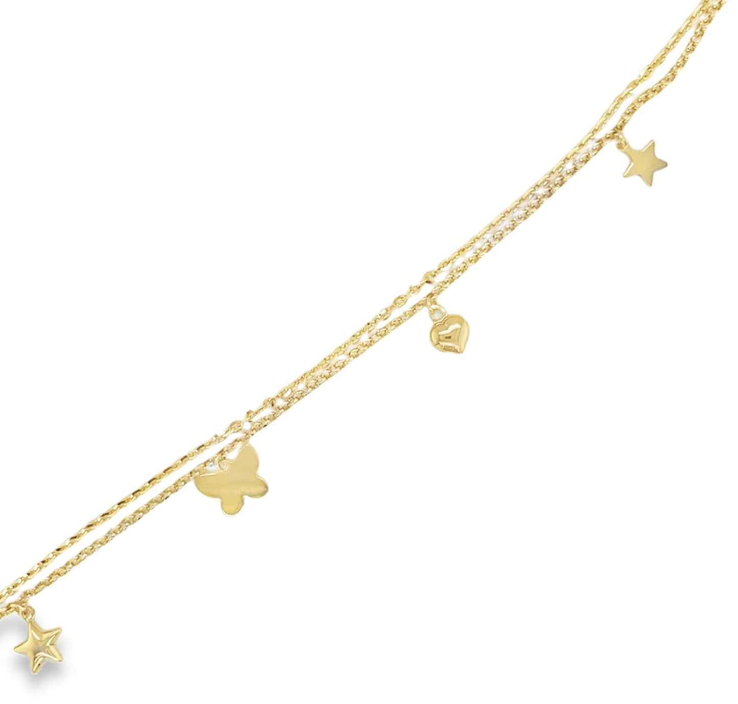 Jai's 14K Yellow Gold Two-strand Charm Anklet