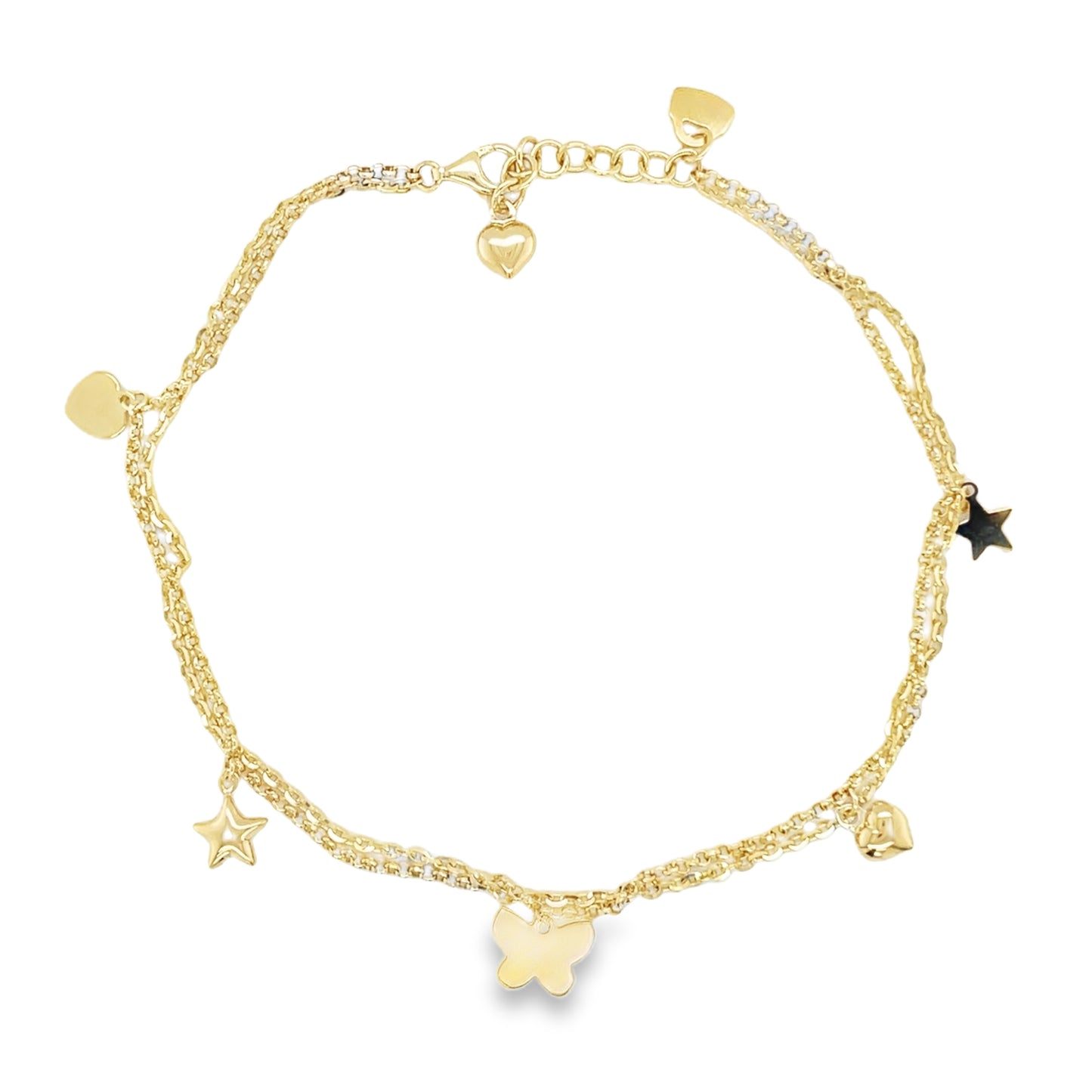 Jai's 14K Yellow Gold Two-strand Charm Anklet
