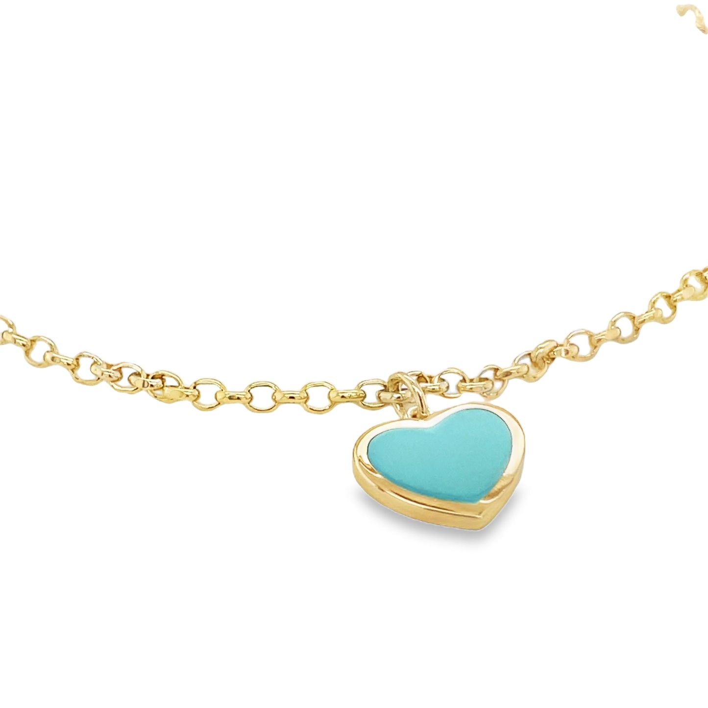 Jai's 14K Yellow Gold Turquoise Heart Anklet
