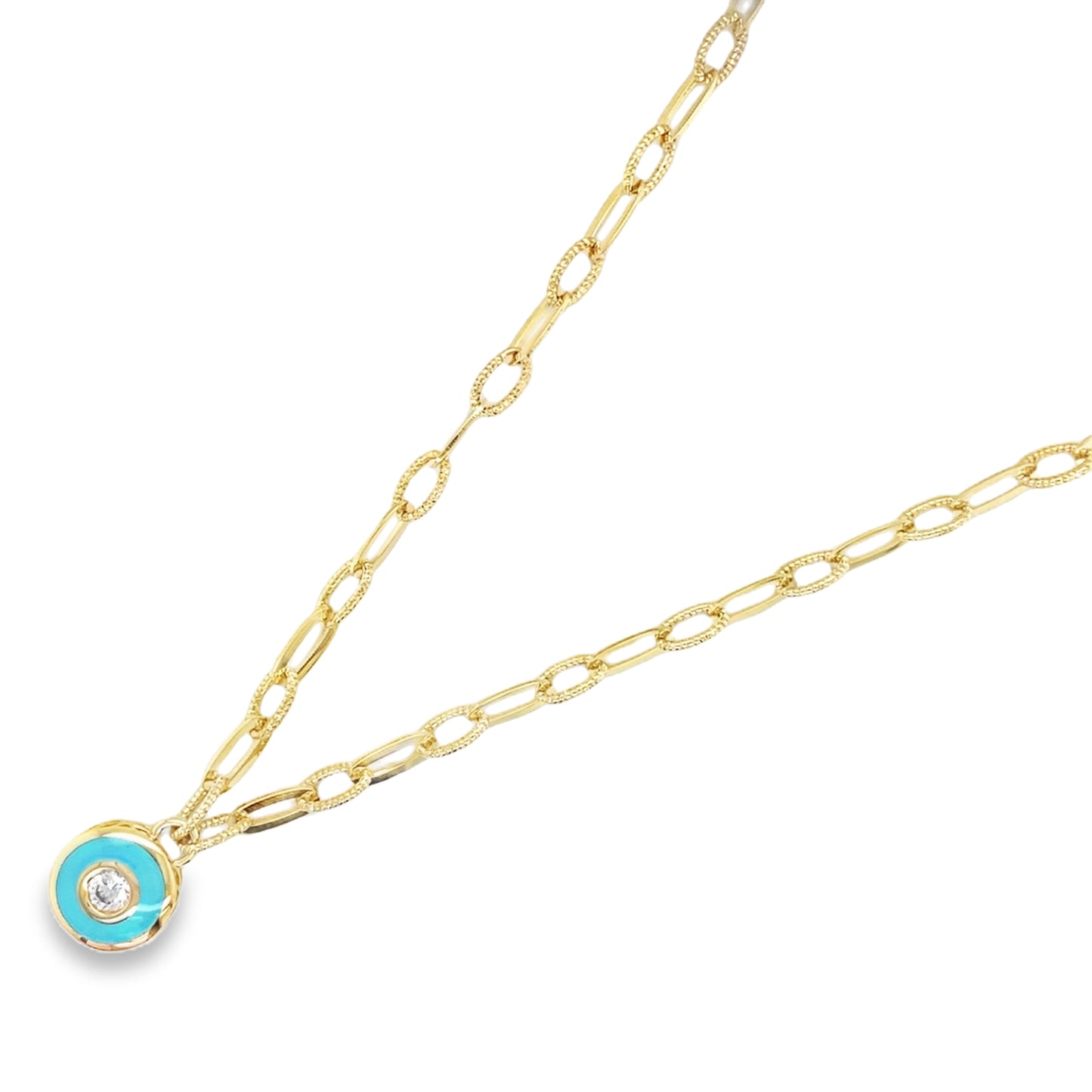 Jai's 14K Yellow Gold Turquoise Charm Necklace