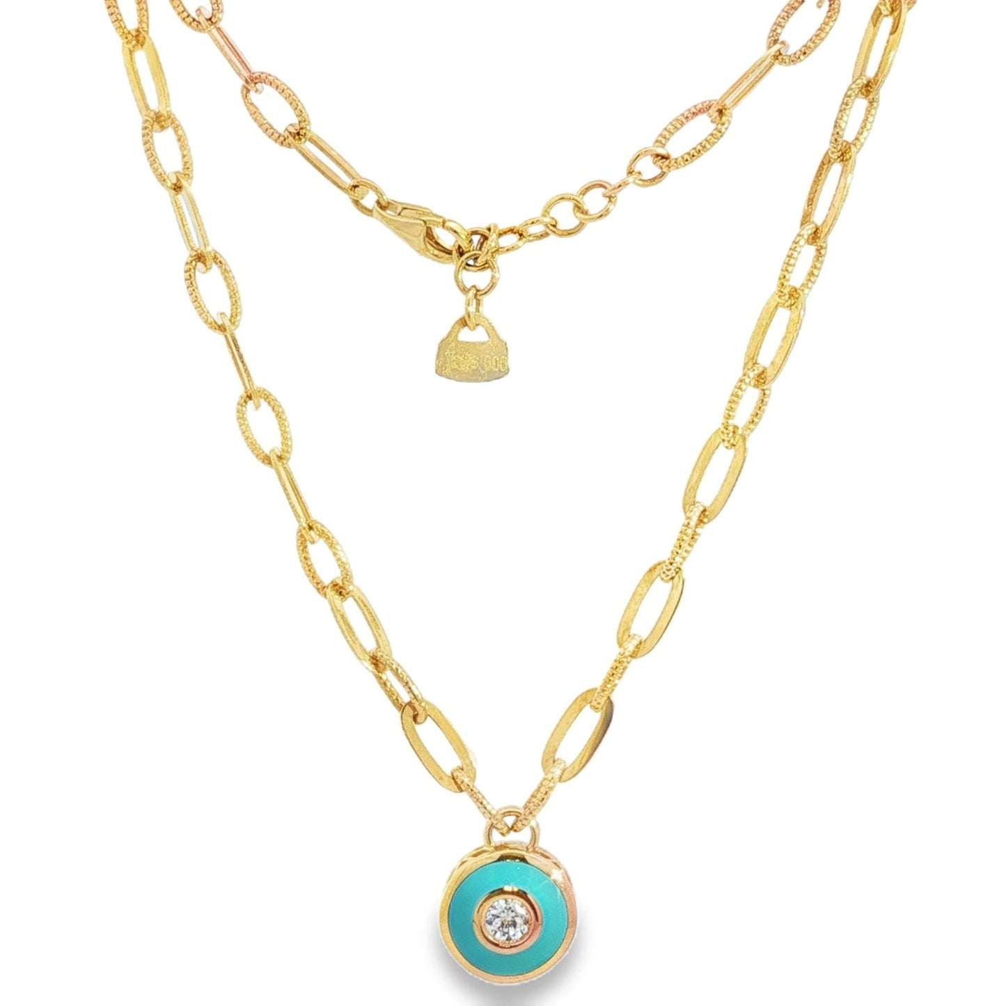 Jai's 14K Yellow Gold Turquoise Charm Necklace