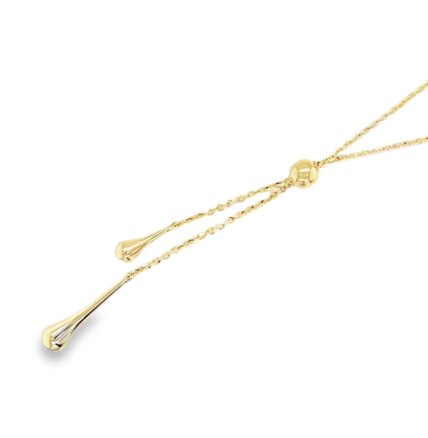 Jai's 14K Yellow Gold Lariat Teardrop Necklace