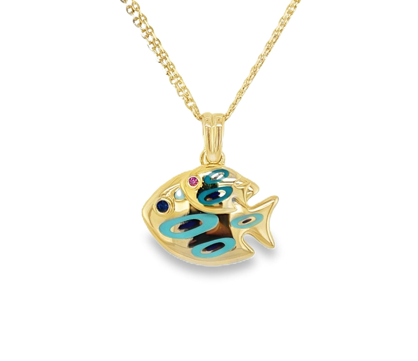 Jai's 14K Yellow Gold Turquoise Fish Necklace
