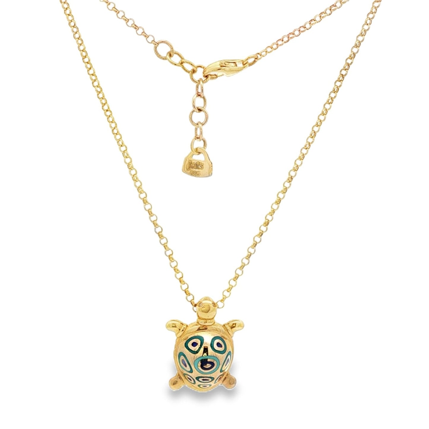 Jai's 14K Yellow Gold Turquoise & Blue Turtle Necklace - 16"