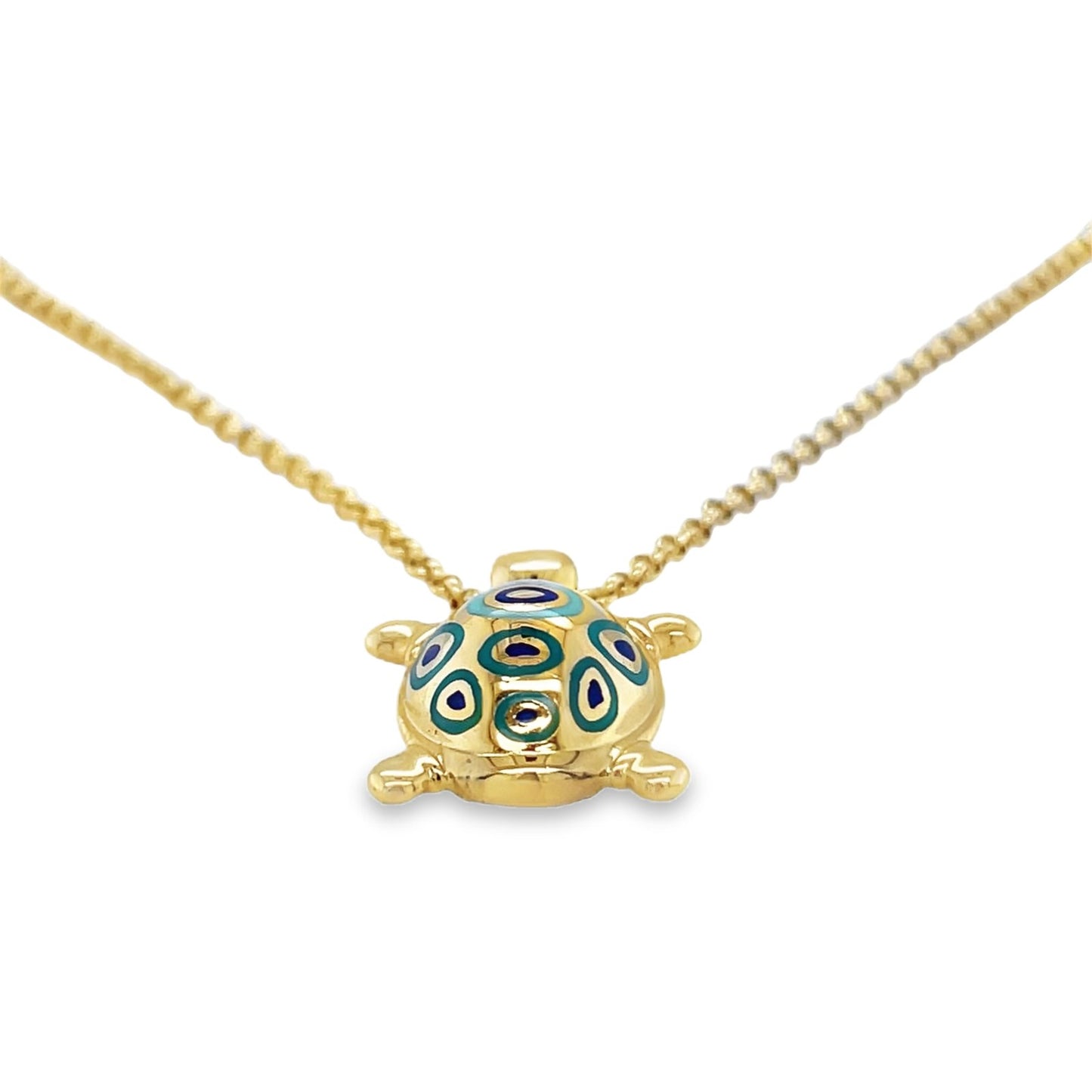 Jai's 14K Yellow Gold Turquoise & Blue Turtle Necklace - 16"