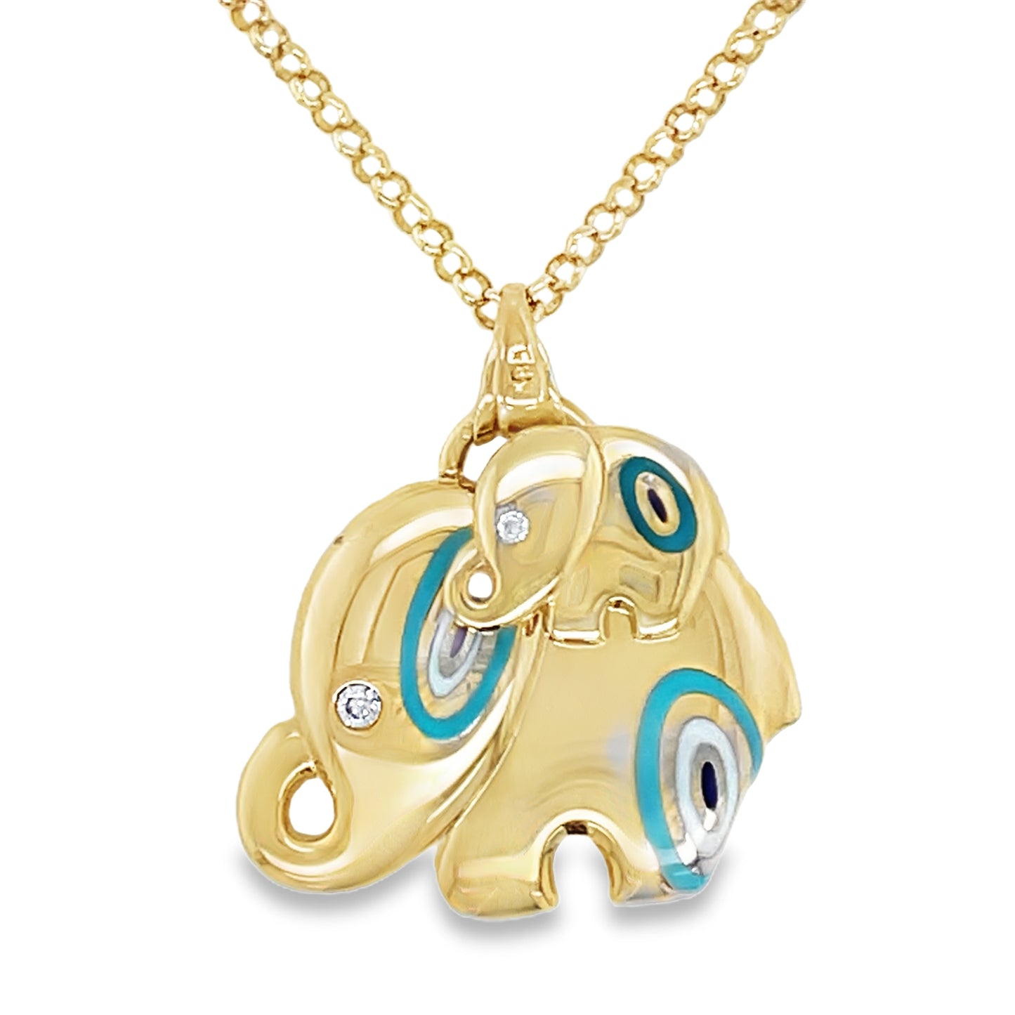Jai's 14K Yellow Gold Turquoise Elephant Necklace - 18"