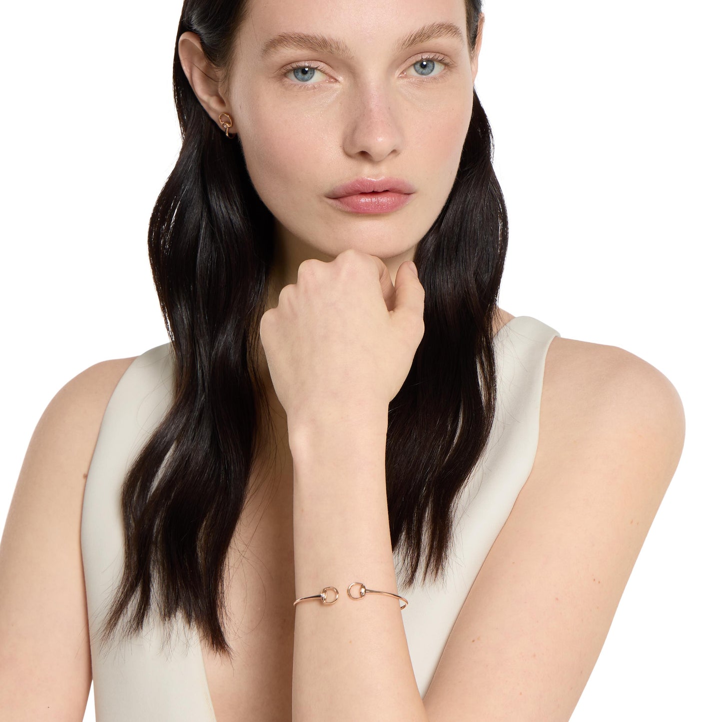 Gucci's 18K Rose Gold Horsebit Mini Bangle