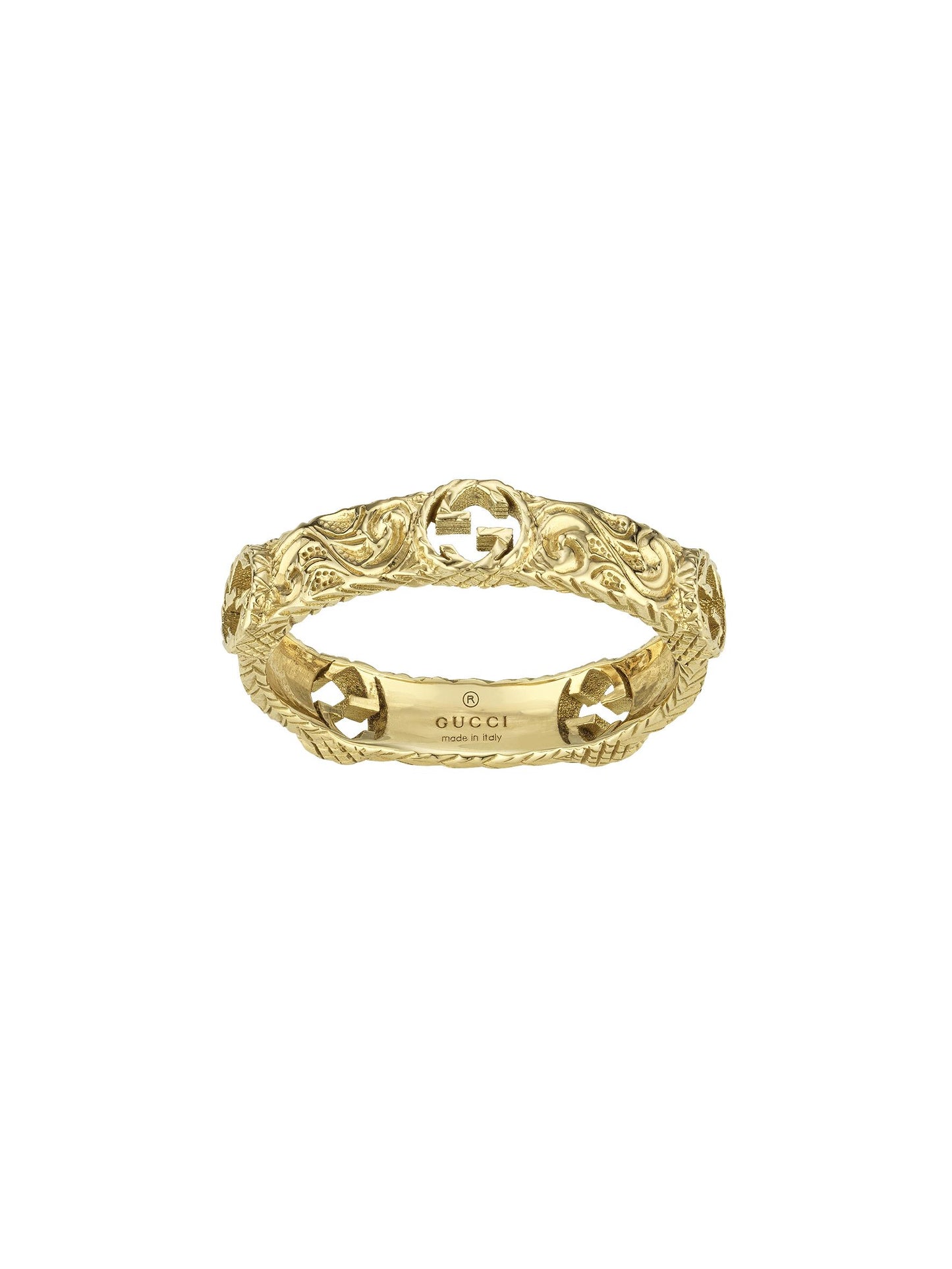 Gucci's 18K Yellow Gold Interlocking G Arabesque Ring