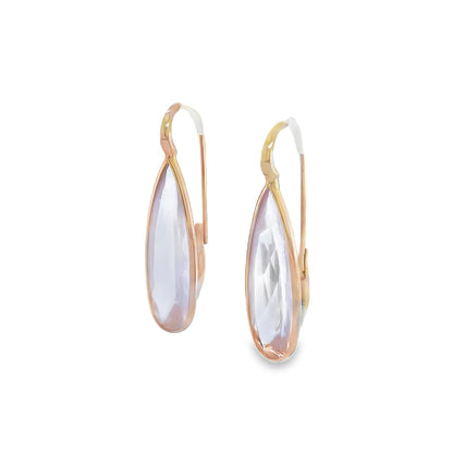 Jai's 18K Rose Gold Pink Quartz Teardrop Earrings