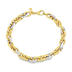 Jai's 14K Two-tone Faceted Cable Chain Bracelet - 9"