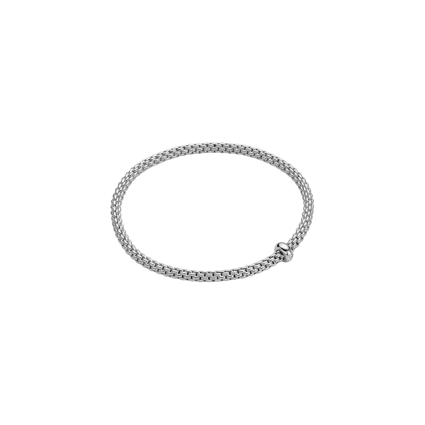 Fope's 18K White Gold Prima Flex'it Solitaire Diamond Bracelet