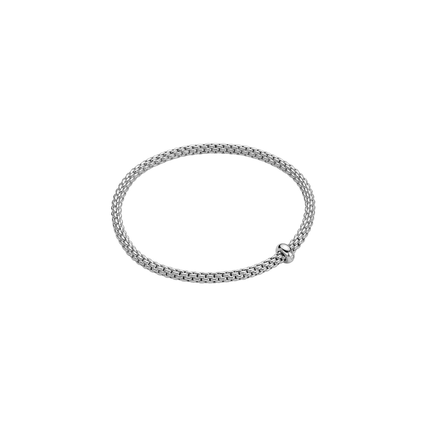 Fope's 18K White Gold Prima Flex'it Solitaire Diamond Bracelet
