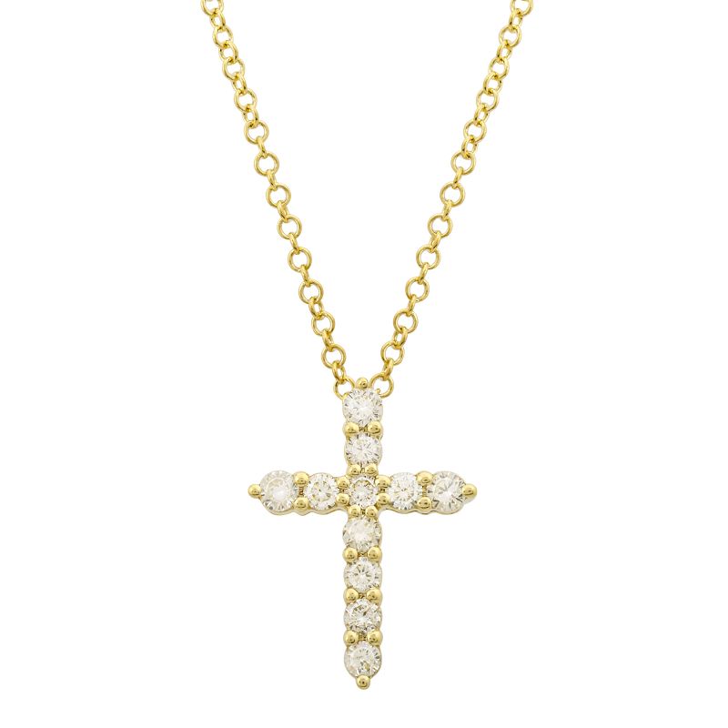 Jai's 14K Yellow Gold Diamond Cross Necklace