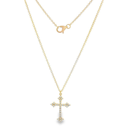 Jai's 14K Yellow Gold Diamond Cross Necklace