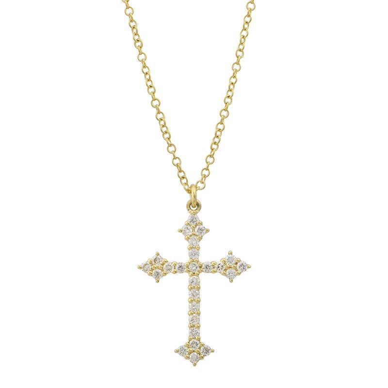 Jai's 14K Yellow Gold Diamond Cross Necklace