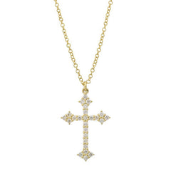 Jai's 14K Yellow Gold Diamond Cross Necklace