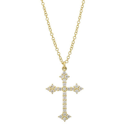 Jai's 14K Yellow Gold Diamond Cross Necklace