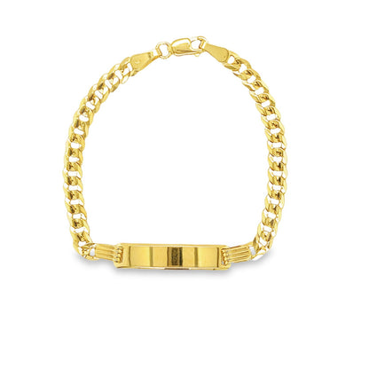 Jai's 14K Yellow Gold Baby Flat Cuban Curb ID Chain Bracelet