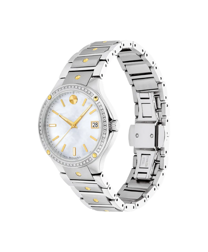 Movado's SE with White Mother-of-Pearl Dial & Diamonds