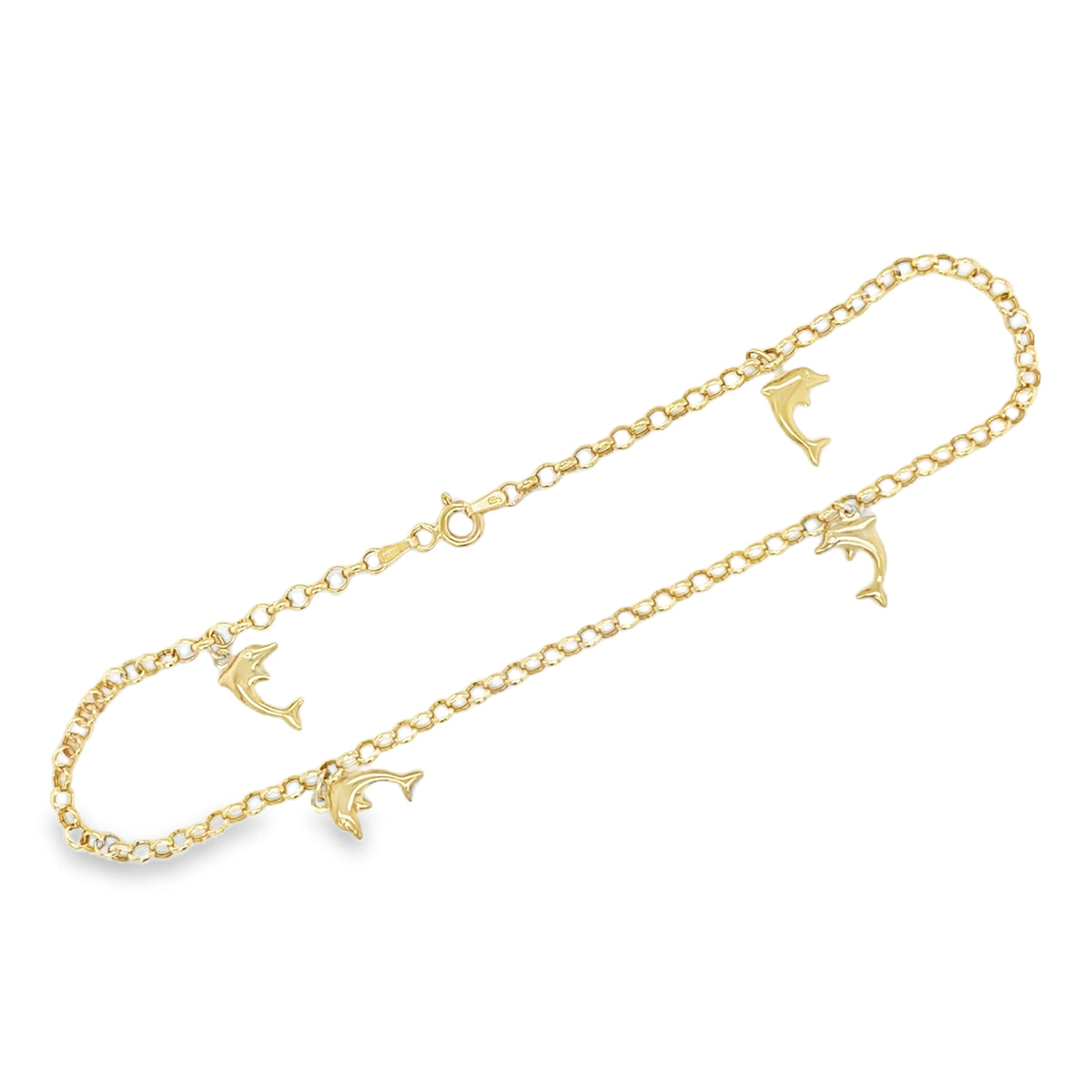 Jai's 14K Yellow Gold Dolphin Anklet - 10"