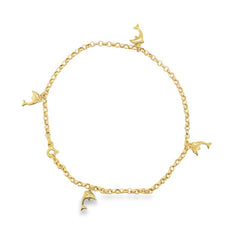 Jai's 14K Yellow Gold Dolphin Anklet - 10"