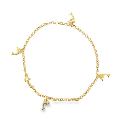Jai's 14K Yellow Gold Dolphin Anklet - 10"