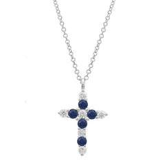 Jai's 14K White Gold Sapphire & Diamond Cross Necklace
