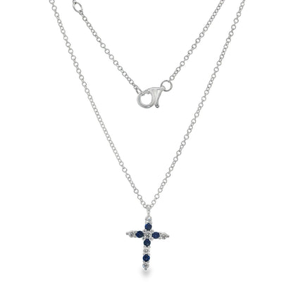 Jai's 14K White Gold Diamond & Sapphire Cross Necklace