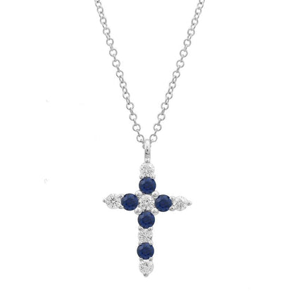 Jai's 14K White Gold Diamond & Sapphire Cross Necklace
