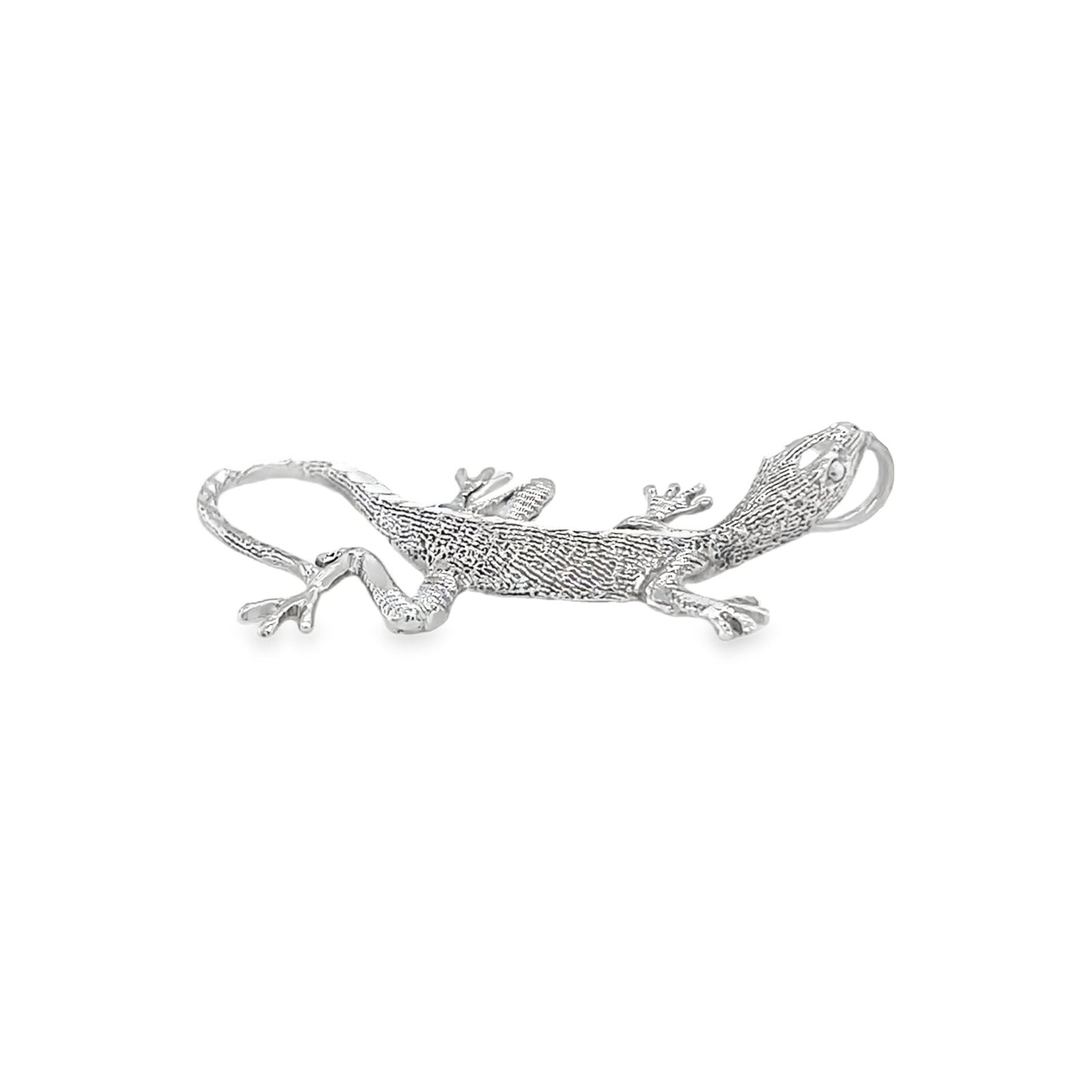 Jai's 14K White Gold Etched Gecko Pendant
