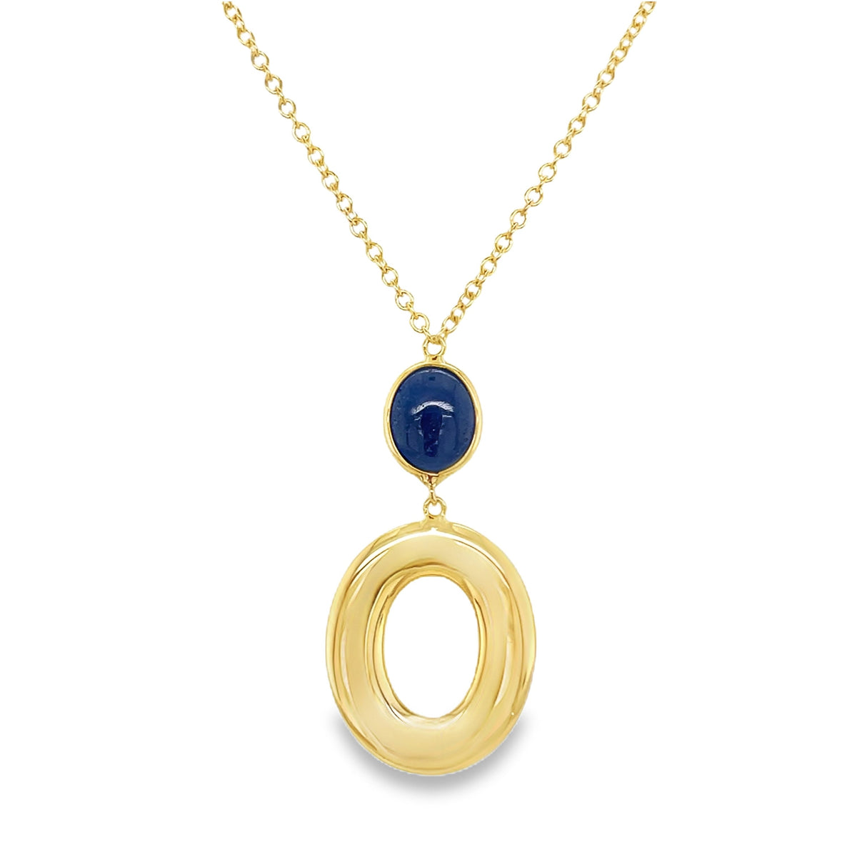 Jai's 18K Yellow Gold Dark Blue Gemstone Necklace