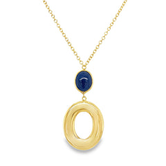 Jai's 18K Yellow Gold Dark Blue Gemstone Necklace