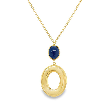Jai's 18K Yellow Gold Dark Blue Gemstone Necklace