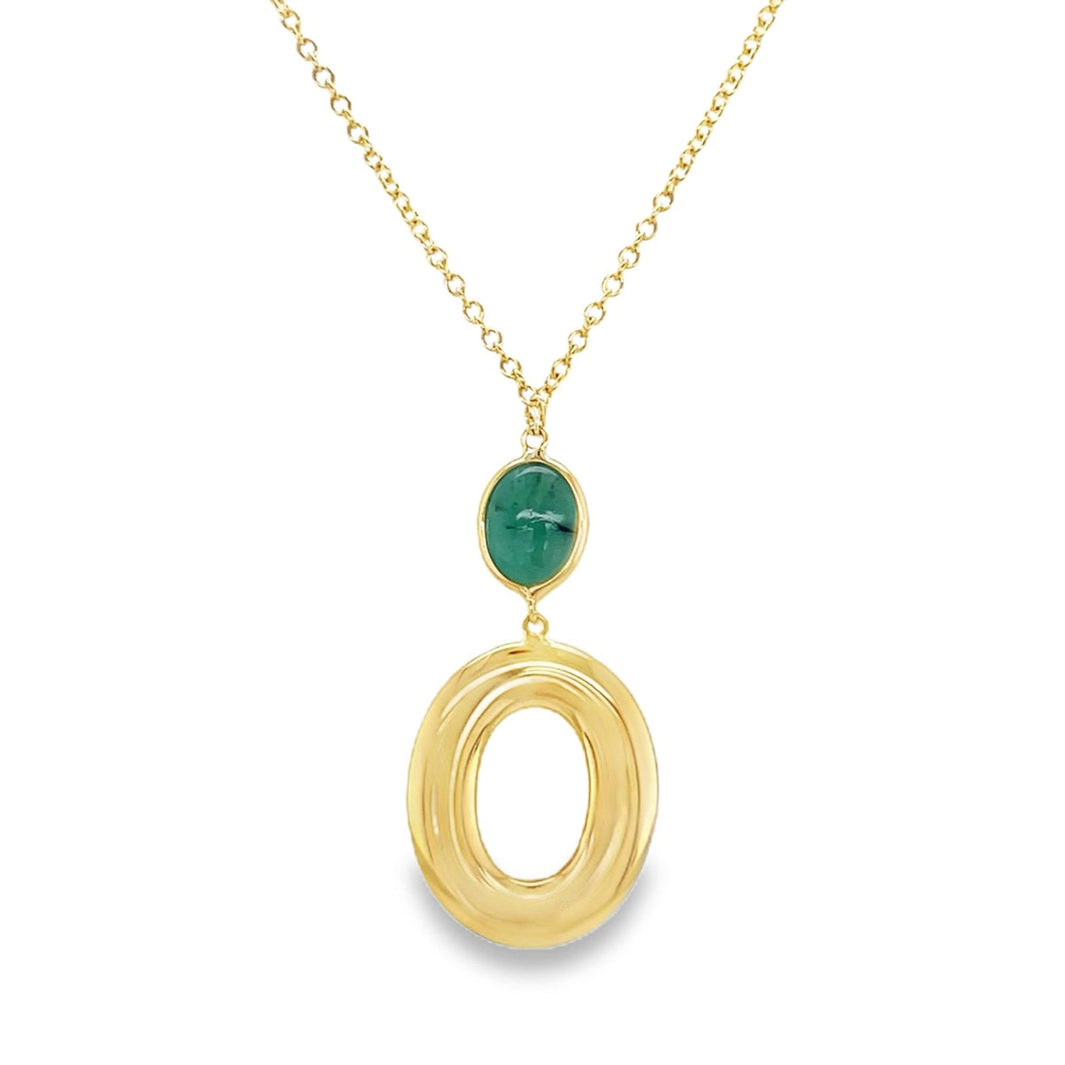 Jai's 18K Yellow Gold Green Gemstone Necklace