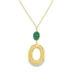 Jai's 18K Yellow Gold Green Gemstone Necklace