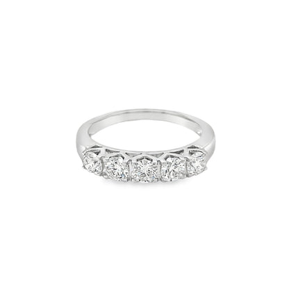Jai's 14K White Gold Five-stone 1-carat Diamond Wedding Band